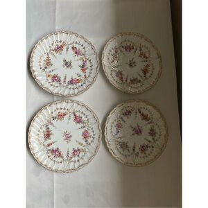 Meissen Porcelain Plates with Floral & Gold Gilt floral hand painted 7.4”